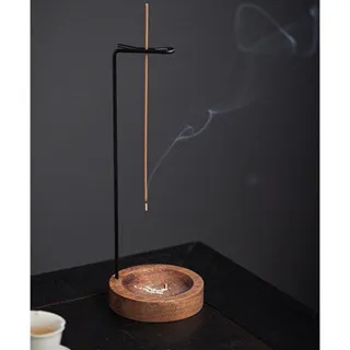 Minimalist Agarwood Incense Holder – Wooden Base &amp; Metal Stand | Elegant High Design